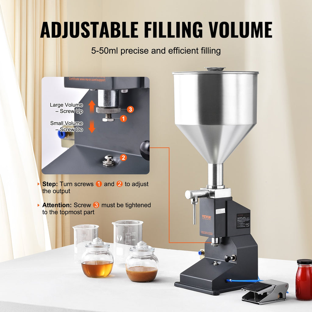 Pneumatic Paste Liquid Filling Machine, 5-50ml Bottle Filler, Bottle