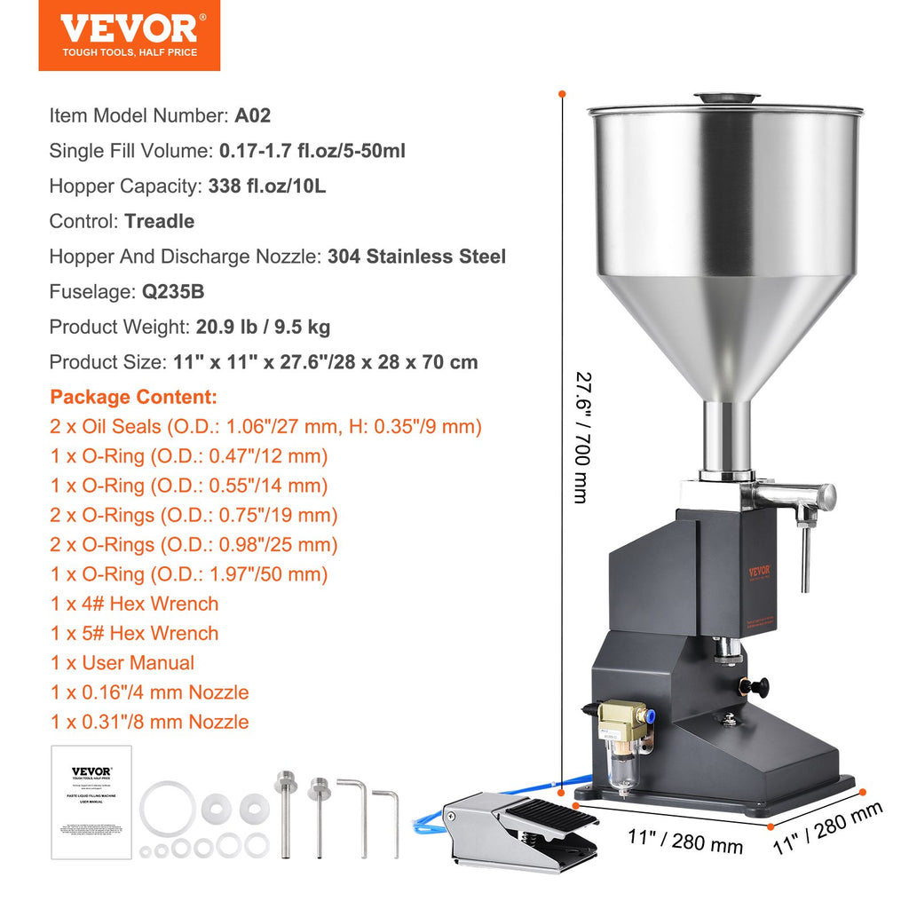 Pneumatic Paste Liquid Filling Machine, 5-50ml Bottle Filler, Bottle