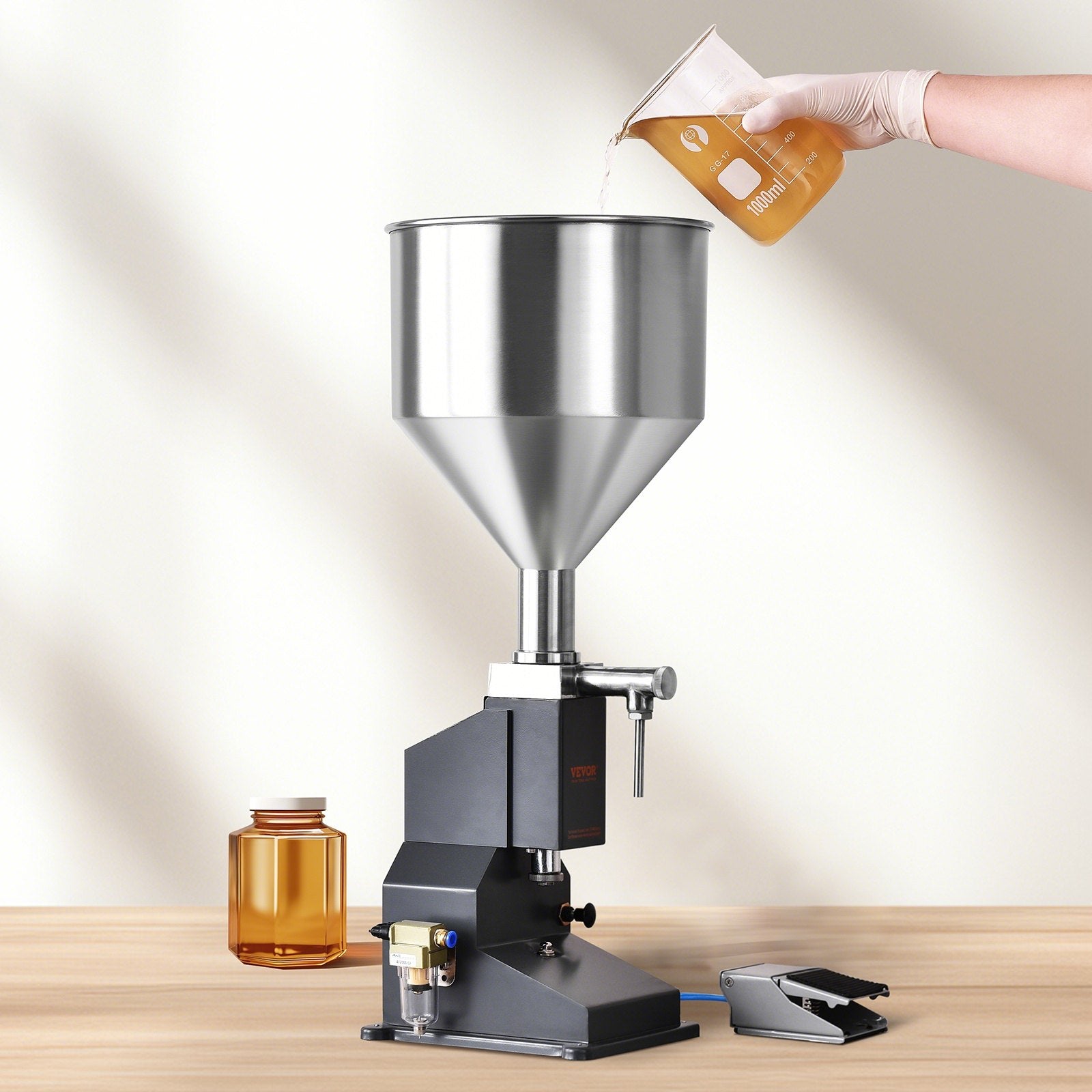 Pneumatic Paste Liquid Filling Machine, 5-50ml Bottle Filler, Bottle