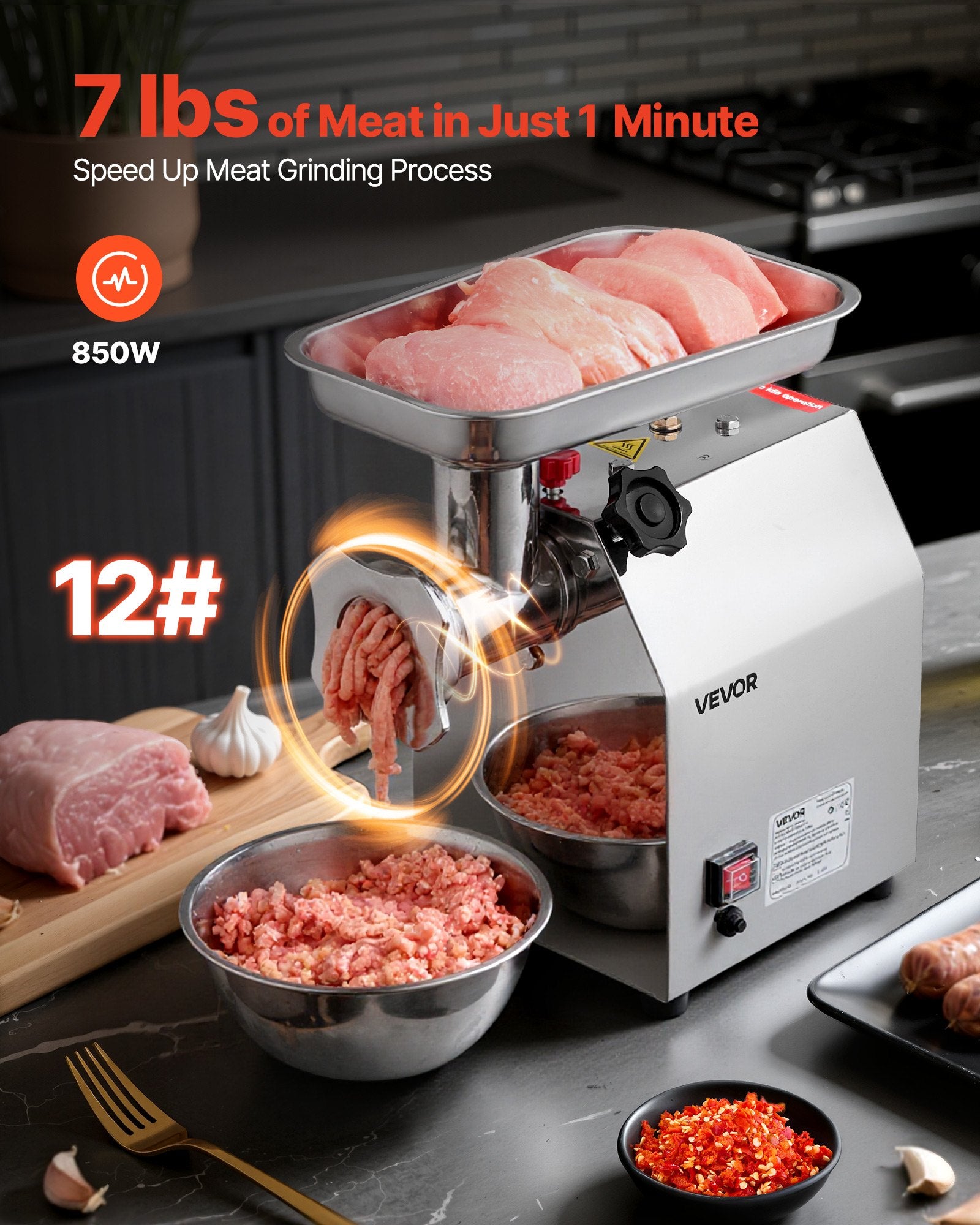 Commercial Electric Meat Grinder, 3.2 kg/min Capacity, #12 Industrial