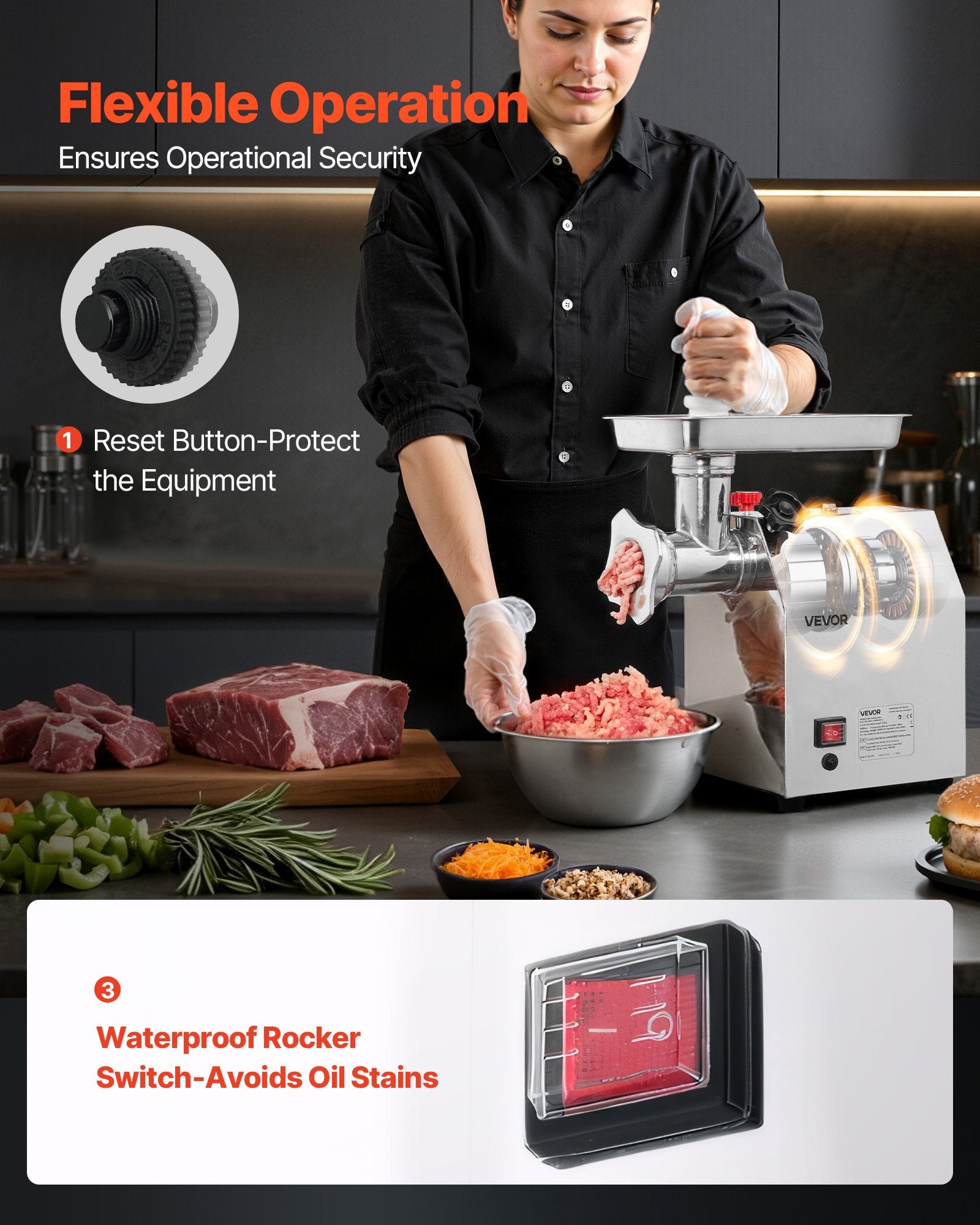 Commercial Electric Meat Grinder, 3.2 kg/min Capacity, #12 Industrial