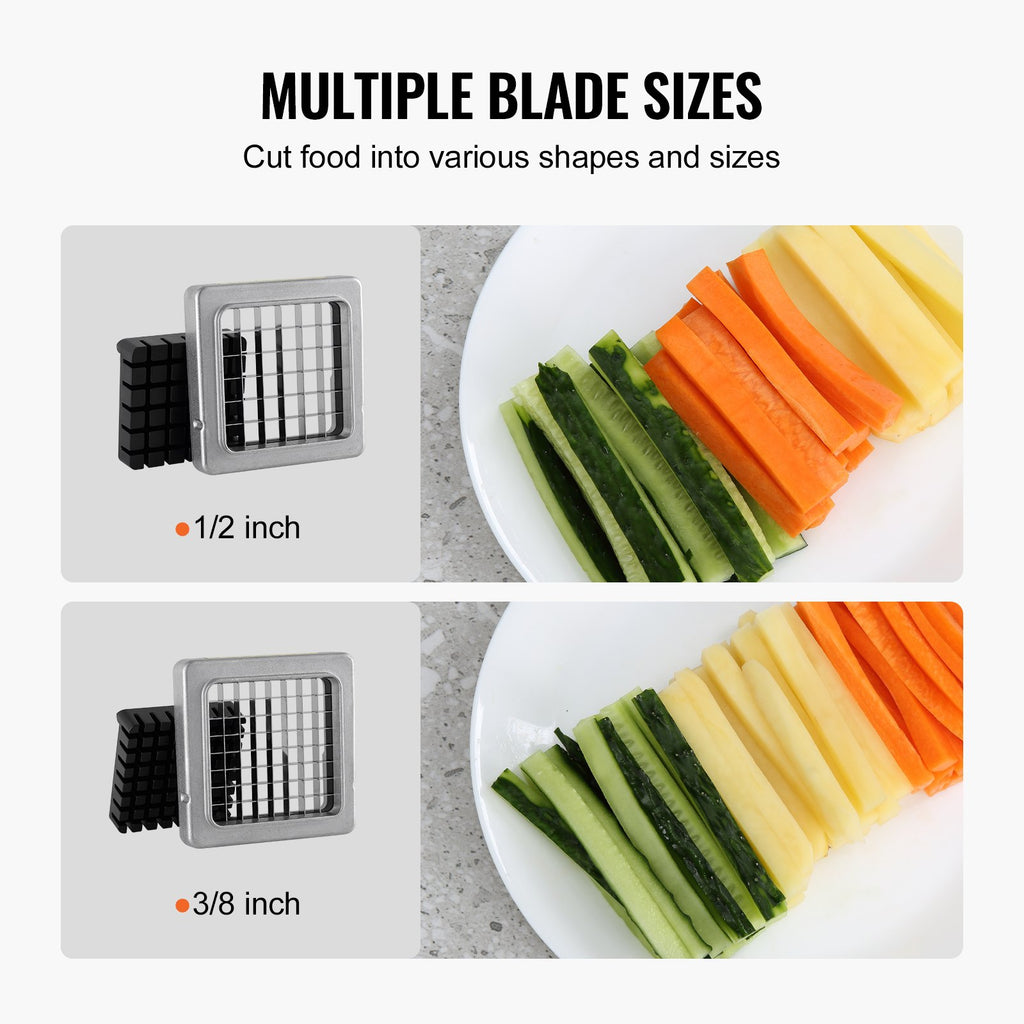French Fry Cutter, Potato Slicer with 1/2-Inch and 3/8-Inch Stainless