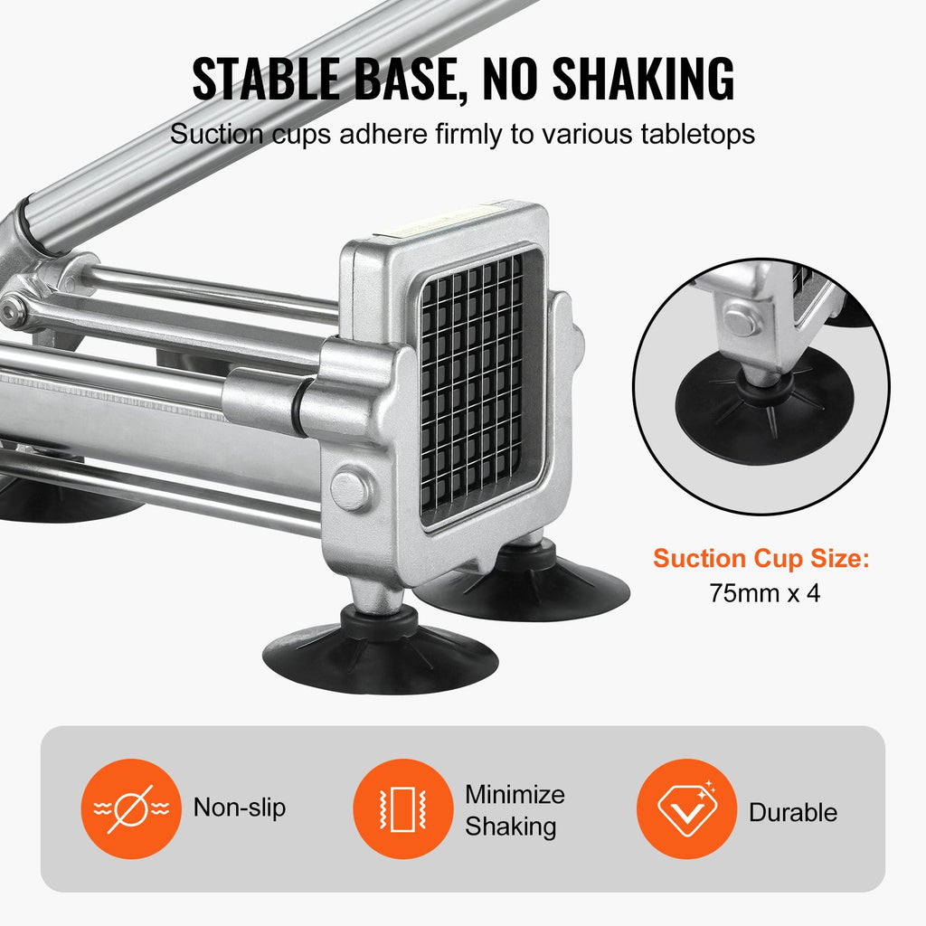 French Fry Cutter, Potato Slicer with 1/2-Inch and 3/8-Inch Stainless