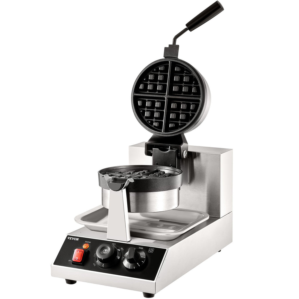 Commerical Round Waffle Maker 1300W Rotatable Non-Stick Waffle Iron