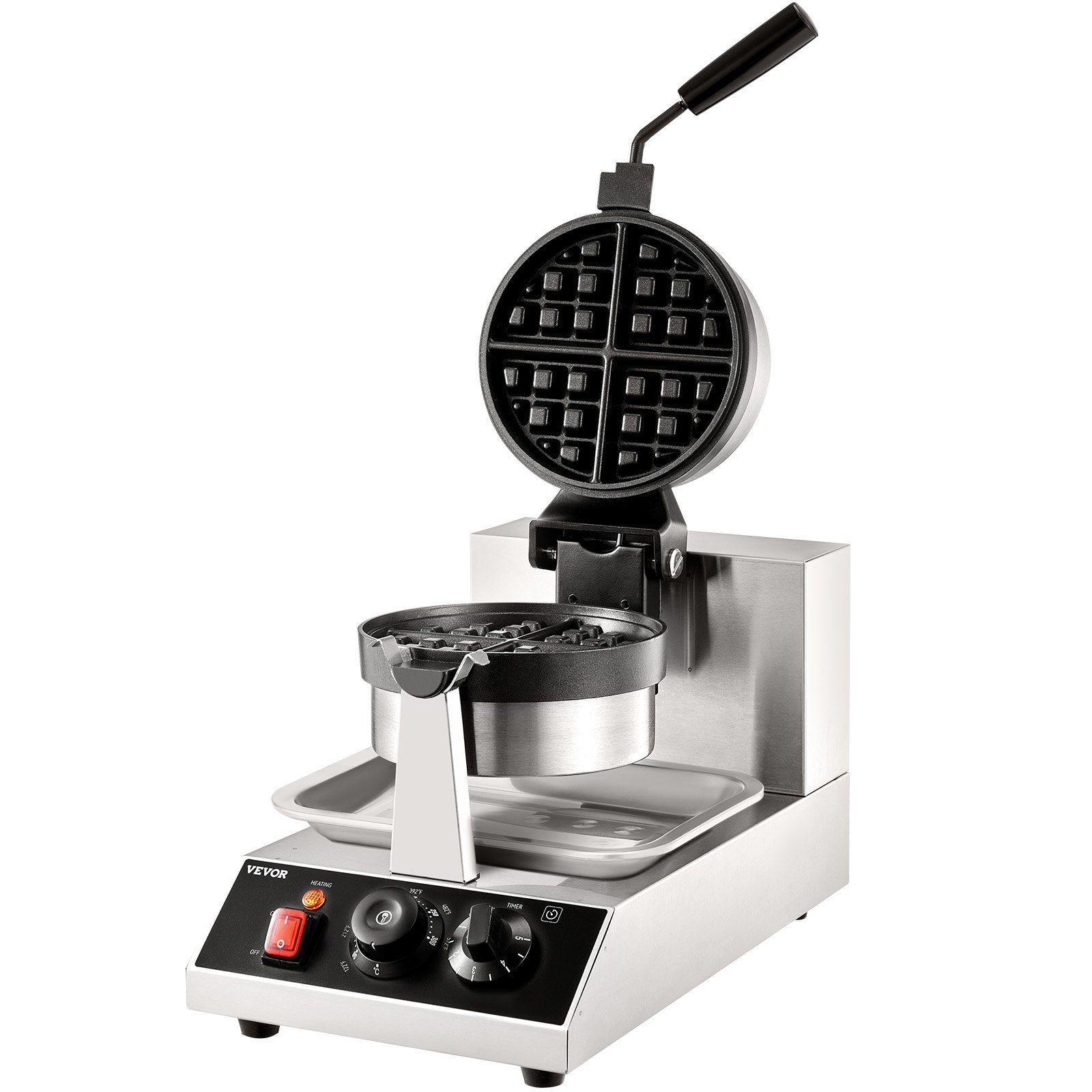 Commerical Round Waffle Maker 1300W Rotatable Non-Stick Waffle Iron